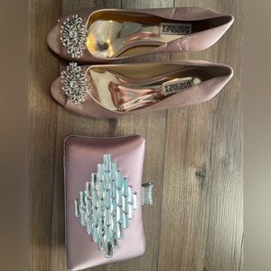 Badgley Mischka dark blush size 8 heels + clutch.
